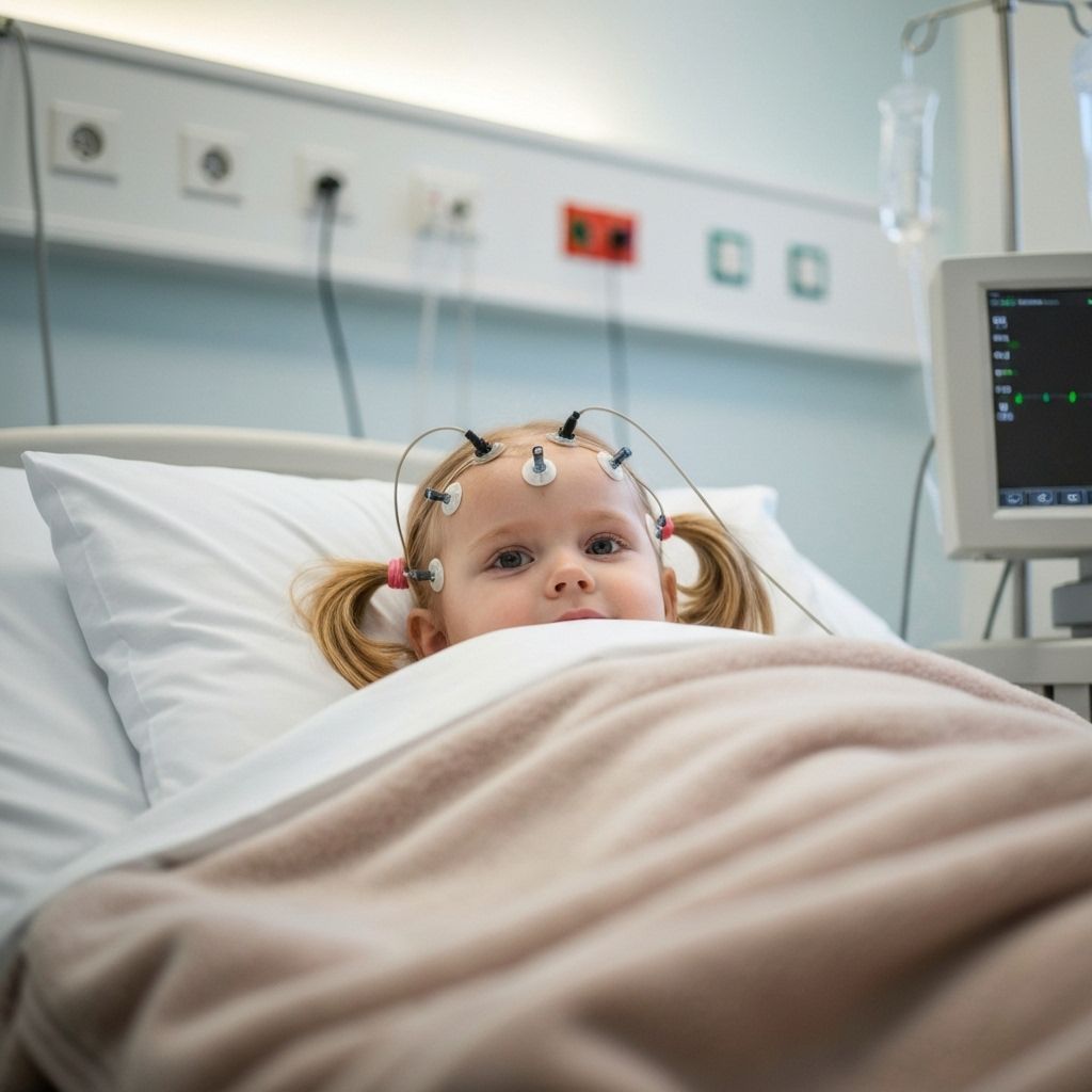 Criança fazendo exame de eletroencefalograma
